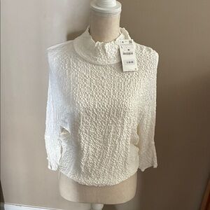 Zara White Textured Blouse